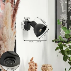 Applique murale Kansela Noir, 1 lumière