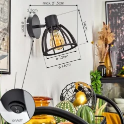 Applique murale Kaurila Noir, 1 lumière