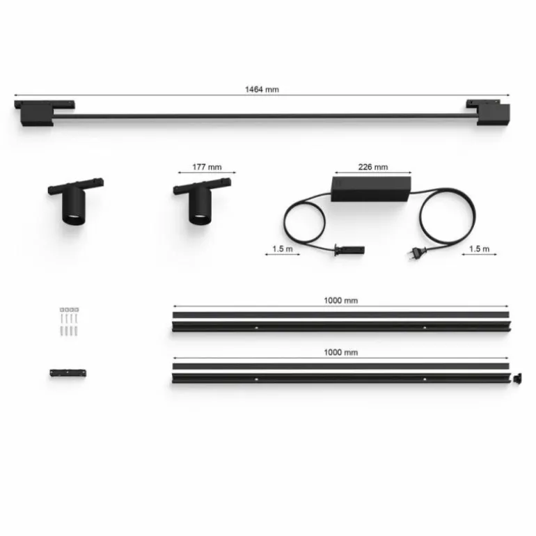 Applique murale Kit de base Philips Hue Perifo LED Noir, 3 lumières, Changeur de couleurs