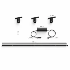 Applique murale Kit de base Philips Hue Perifo LED Noir, 3 lumières, Changeur de couleurs