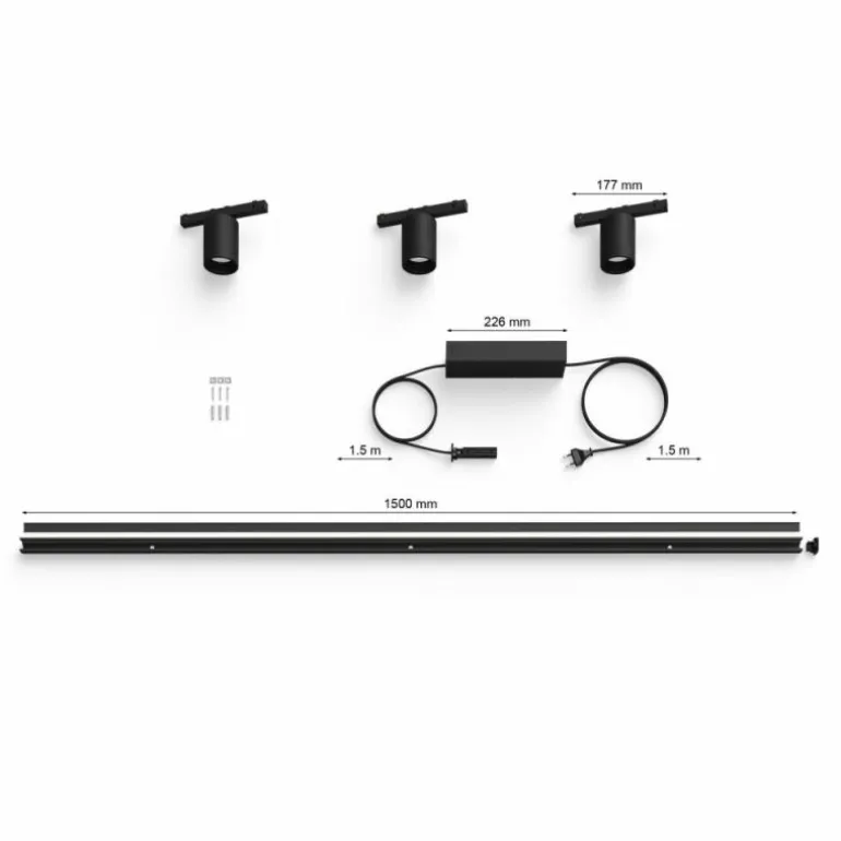 Applique murale Kit de base Philips Hue Perifo LED Noir, 3 lumières, Changeur de couleurs