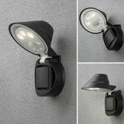 Applique murale Konstsmide Prato LED Noir, 1 lumière, Détecteur de mouvement