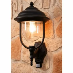 Applique murale Konstsmide PARMA Noir, Transparent, 1 lumière, Détecteur de mouvement