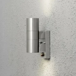 Applique murale Konstsmide Modena Acier inoxydable, 2 lumières, Détecteur de mouvement