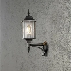 Applique murale Konstsmide Milano Noir, 1 lumière, Détecteur de mouvement