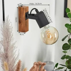 Applique murale Kouk Écru, Noir, 1 lumière