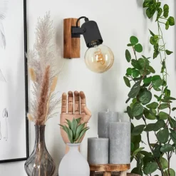 Applique murale Kouk Écru, Noir, 1 lumière