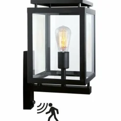 Applique murale KS Verlichting De Vecht Noir, 1 lumière, Détecteur de mouvement