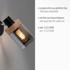 Applique murale Leuchten-Direkt PASQUAL Noir, 1 lumière