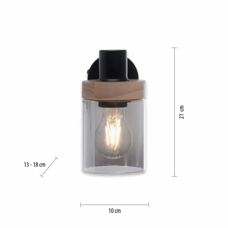 Applique murale Leuchten-Direkt PASQUAL Noir, 1 lumière