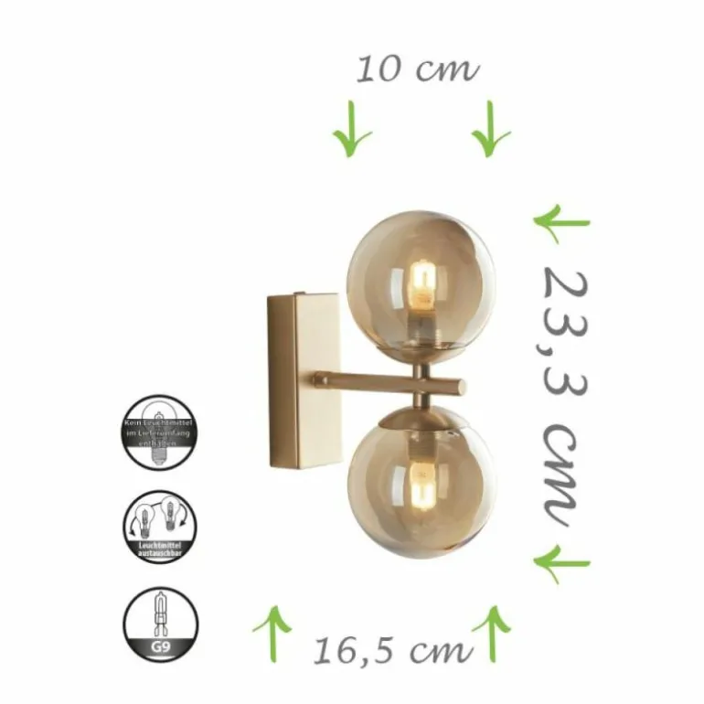 Applique murale Luce Design NEPTUN Laiton, 2 lumières