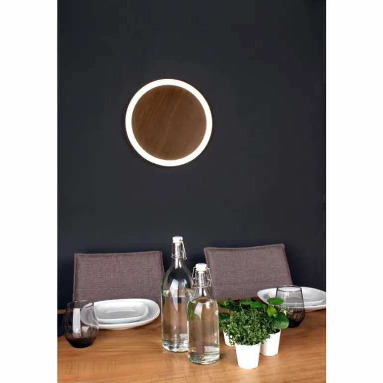 Applique murale Luce Design MOON LED Brun, Couleur bois, Noir, 1 lumière