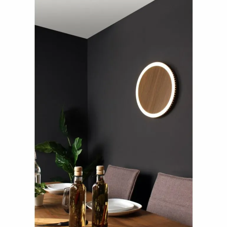 Applique murale Luce Design MOON LED Brun, Couleur bois, Noir, 1 lumière