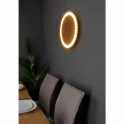 Applique murale Luce Design MOON LED Brun, Couleur bois, Noir, 1 lumière