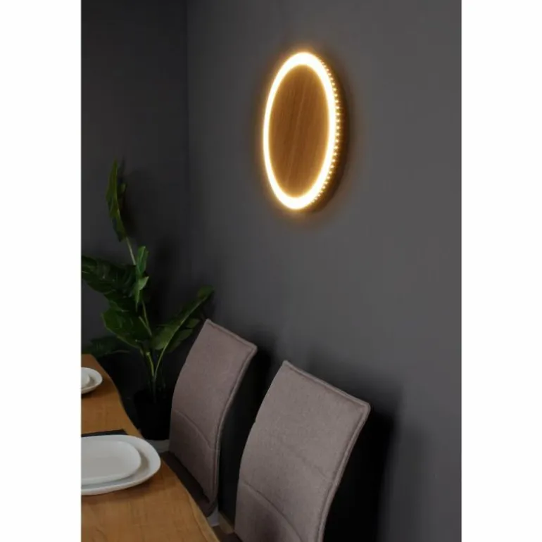 Applique murale Luce Design MOON LED Brun, Couleur bois, Noir, 1 lumière