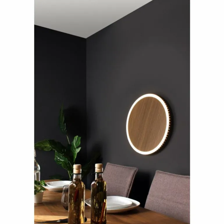 Applique murale Luce Design MOON LED Brun, Couleur bois, Noir, 1 lumière
