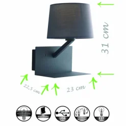 Applique murale Luce-Design Ciak Gris, 1 lumière