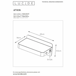 Applique murale Lucide ATKIN LED Noir, 1 lumière