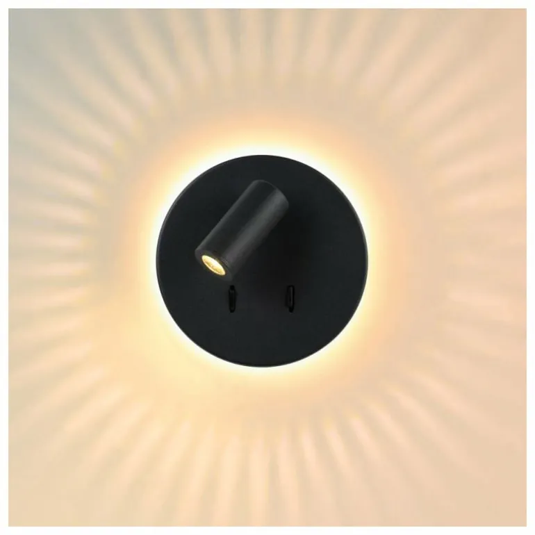 Applique murale Lucide BENTJER LED Noir, 1 lumière