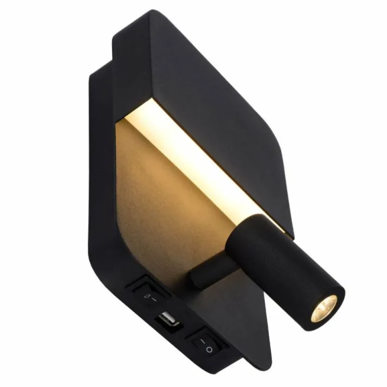 Applique murale Lucide BOXER LED Noir, 2 lumières