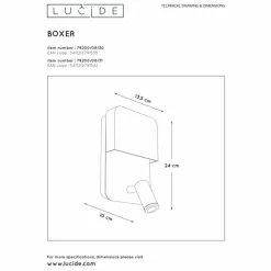Applique murale Lucide BOXER LED Noir, 2 lumières