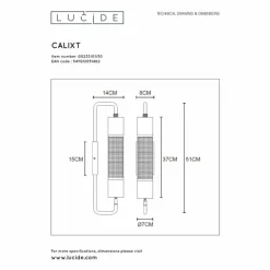 Applique murale Lucide CALIXT Noir, 1 lumière
