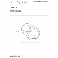 Applique murale Lucide CIRCLE Noir, 1 lumière