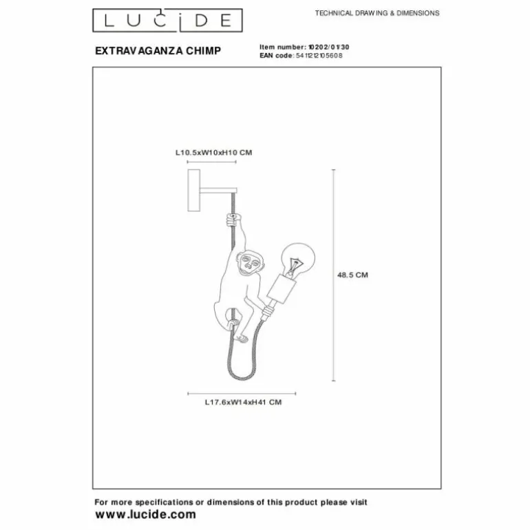 Applique murale Lucide EXTRAVAGANZA CHIMP Noir, 1 lumière