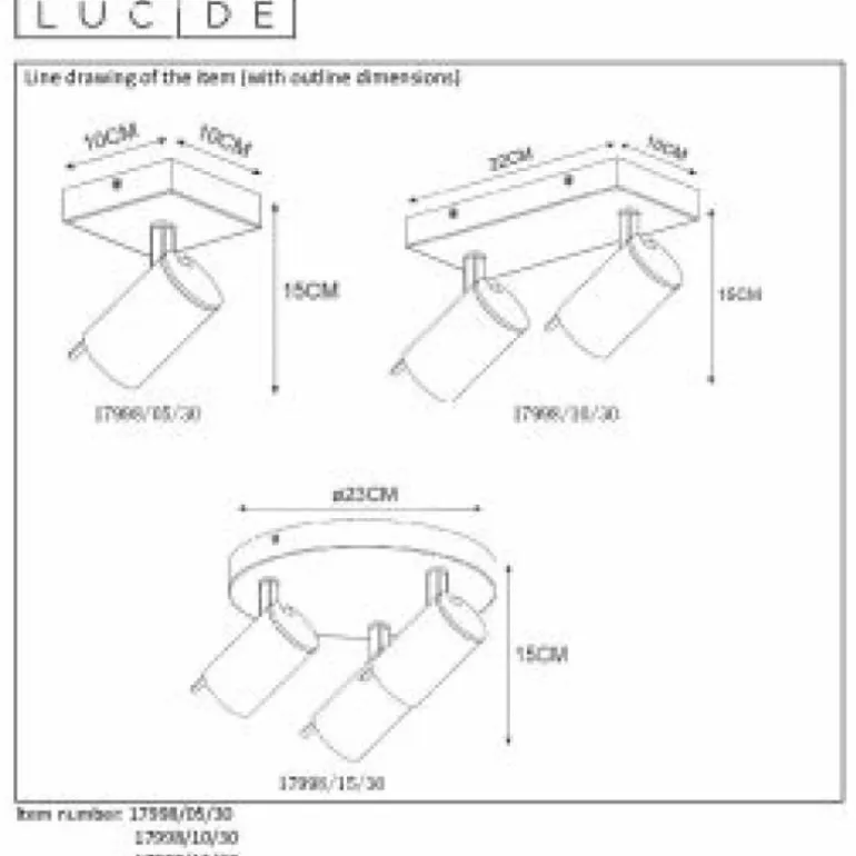 Applique murale Lucide GRONY Noir, 1 lumière
