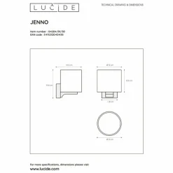 Applique murale Lucide JENNO Noir, 1 lumière