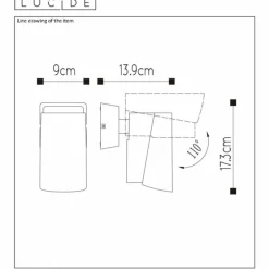 Applique murale Lucide MANAL LED Anthracite, 1 lumière