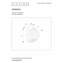 Applique murale Lucide MANUELA Noir, 1 lumière