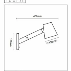 Applique murale Lucide MIZUKO Noir, 1 lumière