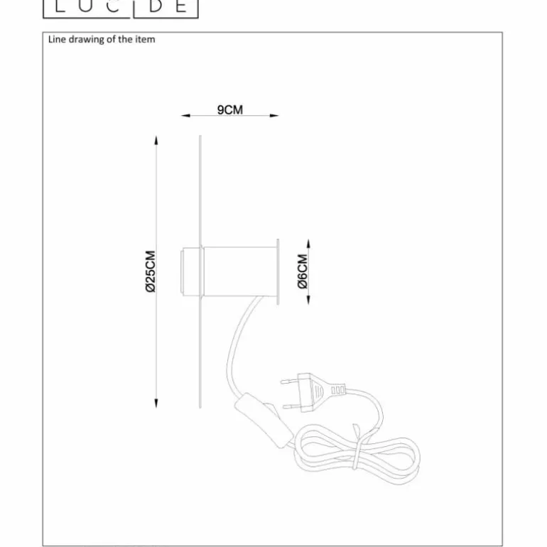 Applique murale Lucide OLENNA Or, Laiton, 1 lumière