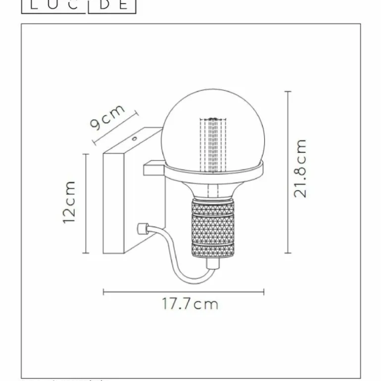 Applique murale Lucide OTTELIEN Noir, 1 lumière