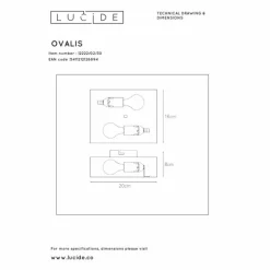 Applique murale Lucide OVALIS Noir, 2 lumières