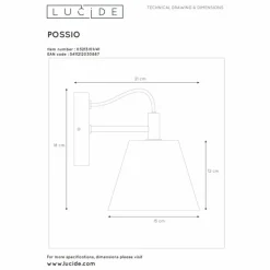 Applique murale Lucide POSSIO Gris, 1 lumière