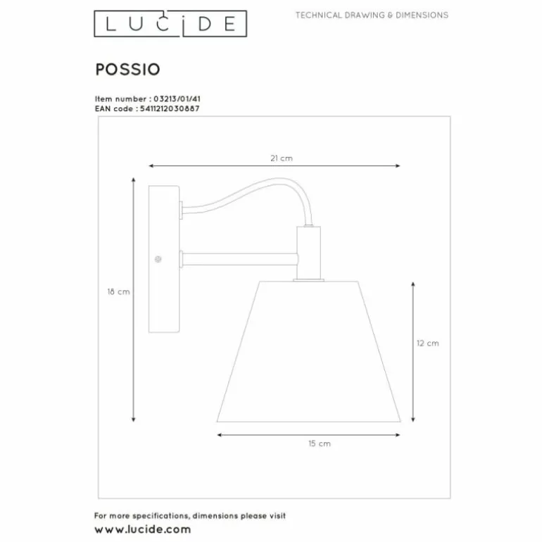 Applique murale Lucide POSSIO Gris, 1 lumière