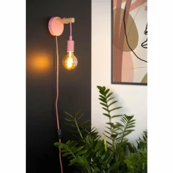 Applique murale Lucide Pola Bois foncé, Rose, 1 lumière