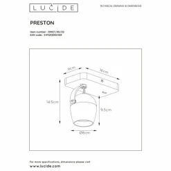 Applique murale Lucide PRESTON LED Or, Laiton, 1 lumière