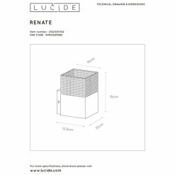 Applique murale Lucide RENATE Noir, 1 lumière