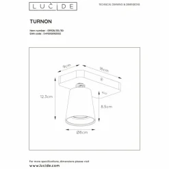 Applique murale Lucide TURNON LED Noir, 1 lumière