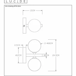 Applique murale Lucide TYCHO Or, 2 lumières