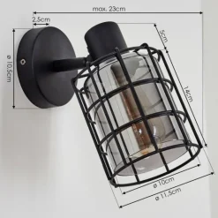 Applique murale Lungernsee Noir, 1 lumière