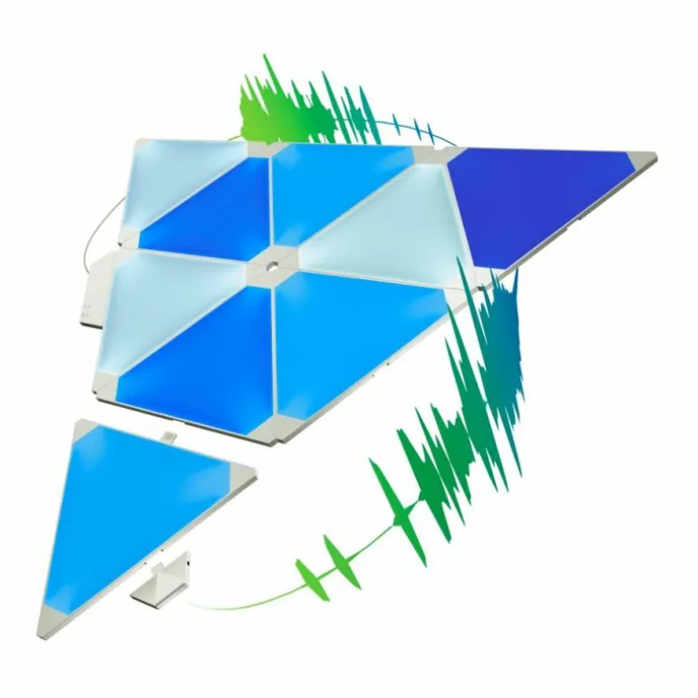 Applique murale Nanoleaf Rhythm Starter Kit 9 Panneaux LED Blanc, 1 lumière, Télécommandes, Changeur de couleurs