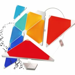 Applique murale Nanoleaf Rhythm Starter Kit 9 Panneaux LED Blanc, 1 lumière, Télécommandes, Changeur de couleurs