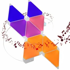 Applique murale Nanoleaf Rhythm Starter Kit 9 Panneaux LED Blanc, 1 lumière, Télécommandes, Changeur de couleurs