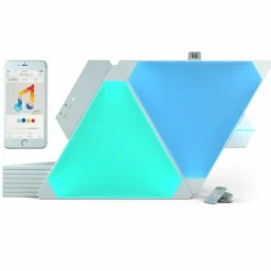 Applique murale Nanoleaf Rhythm Starter Kit 9 Panneaux LED Blanc, 1 lumière, Télécommandes, Changeur de couleurs