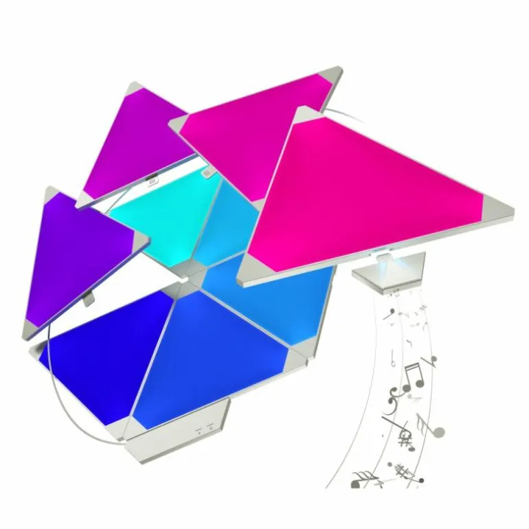 Applique murale Nanoleaf Rhythm Starter Kit 9 Panneaux LED Blanc, 1 lumière, Télécommandes, Changeur de couleurs