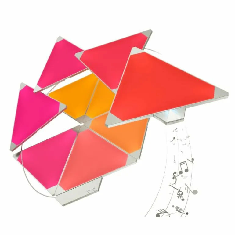 Applique murale Nanoleaf Rhythm Starter Kit 9 Panneaux LED Blanc, 1 lumière, Télécommandes, Changeur de couleurs